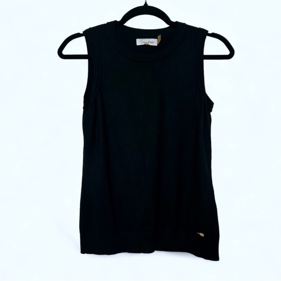 2/$30 Calvin Klein Black Essential Classic Sleeveless Sweater Top Vest SZ S - Picture 1 of 12